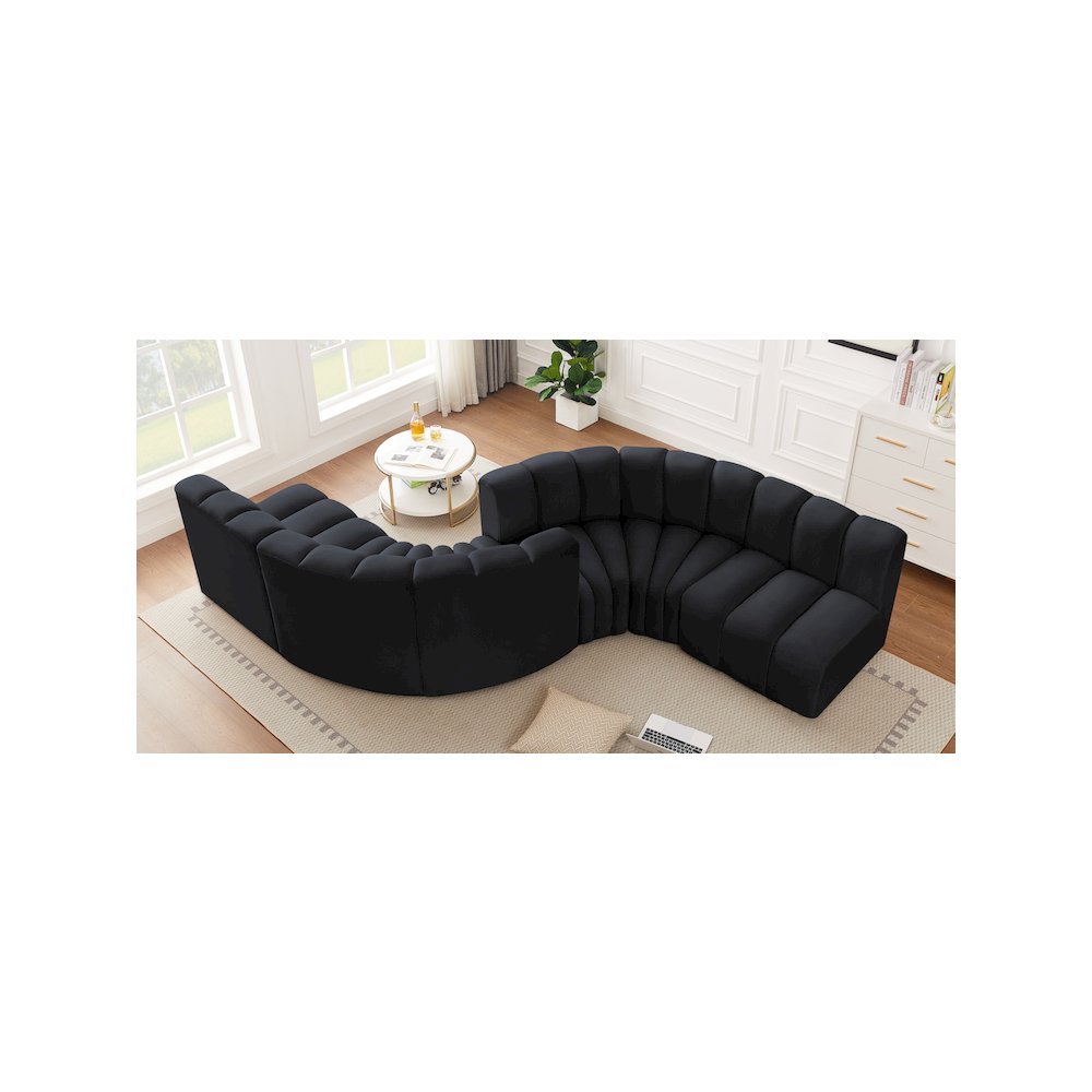 Arc Black Velvet Modular Sofa