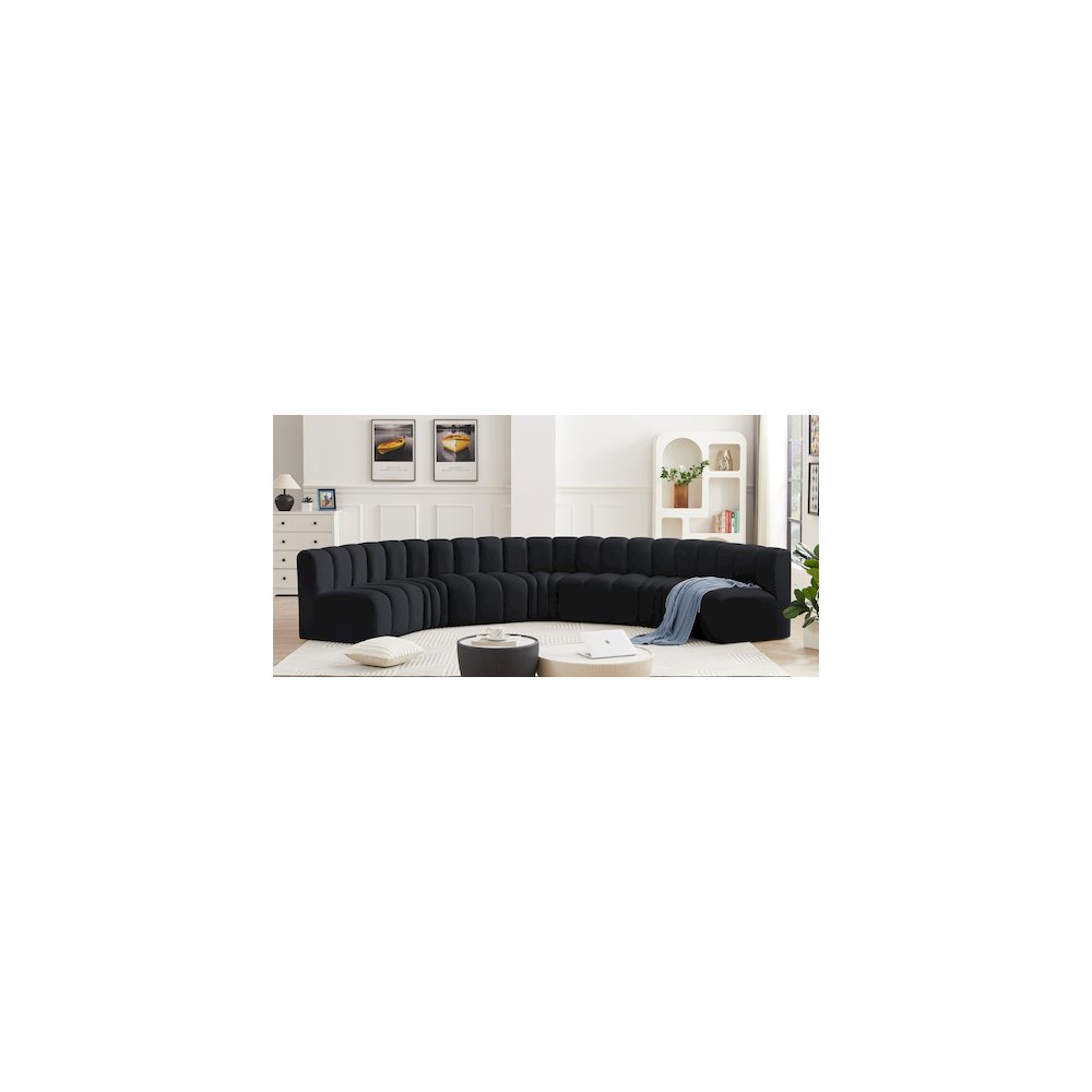Arc Black Velvet Modular Sofa