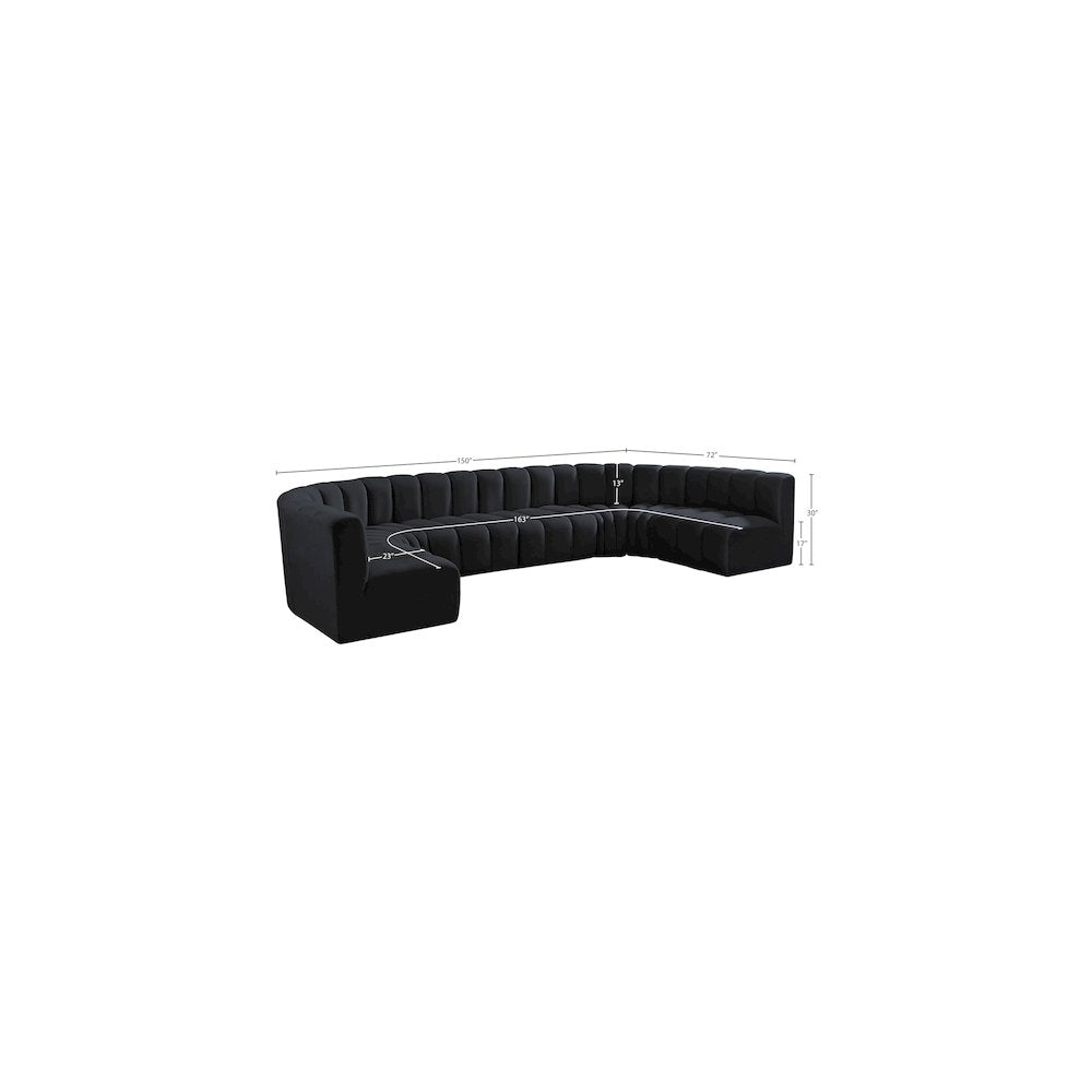 Arc Black Velvet Modular Sofa