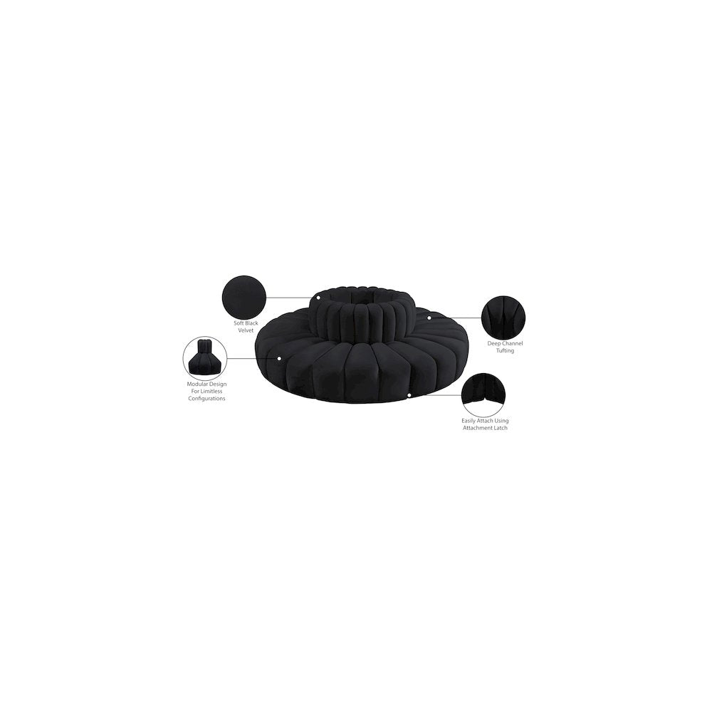 Arc Black Velvet Modular Sofa