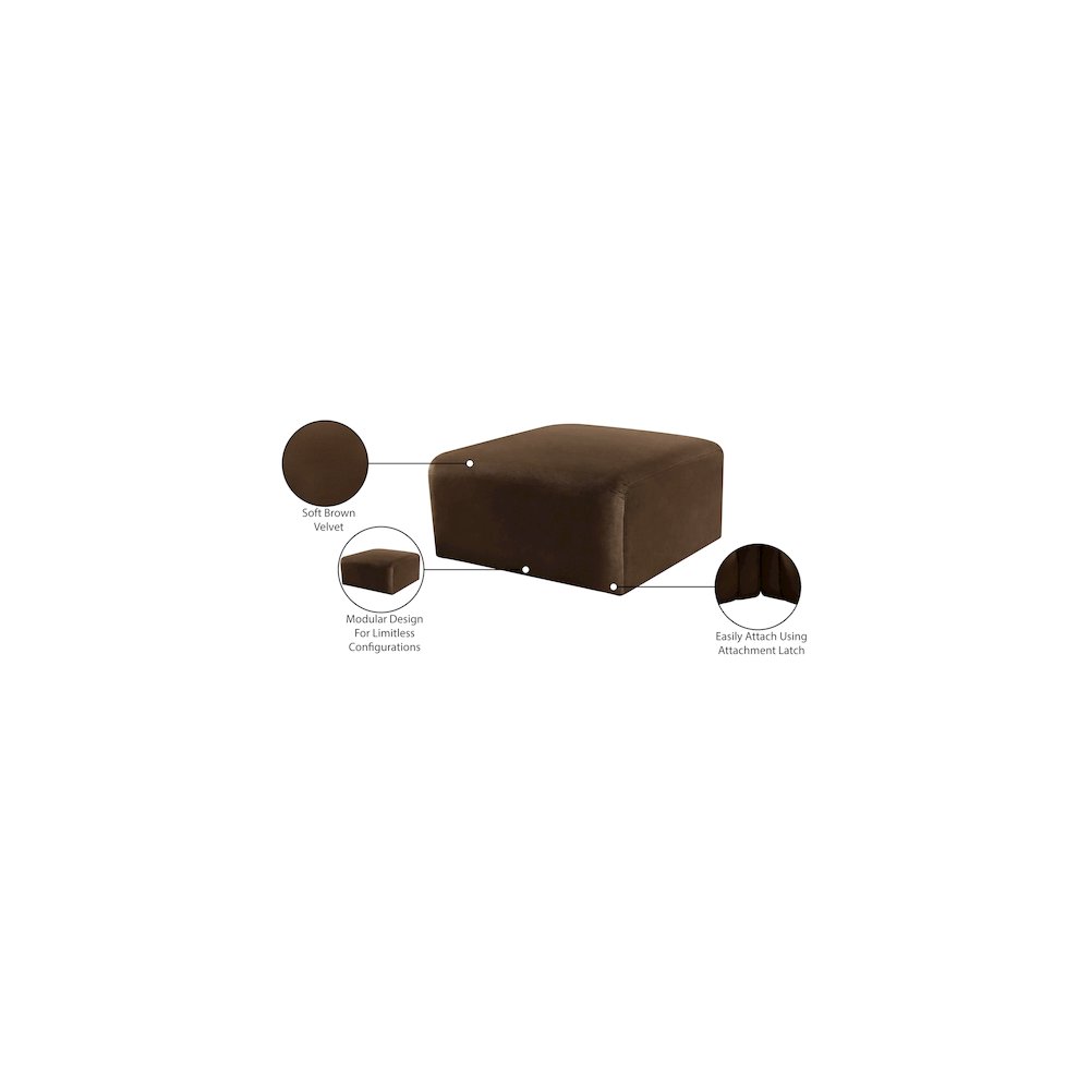 Arc Brown Velvet Ottoman