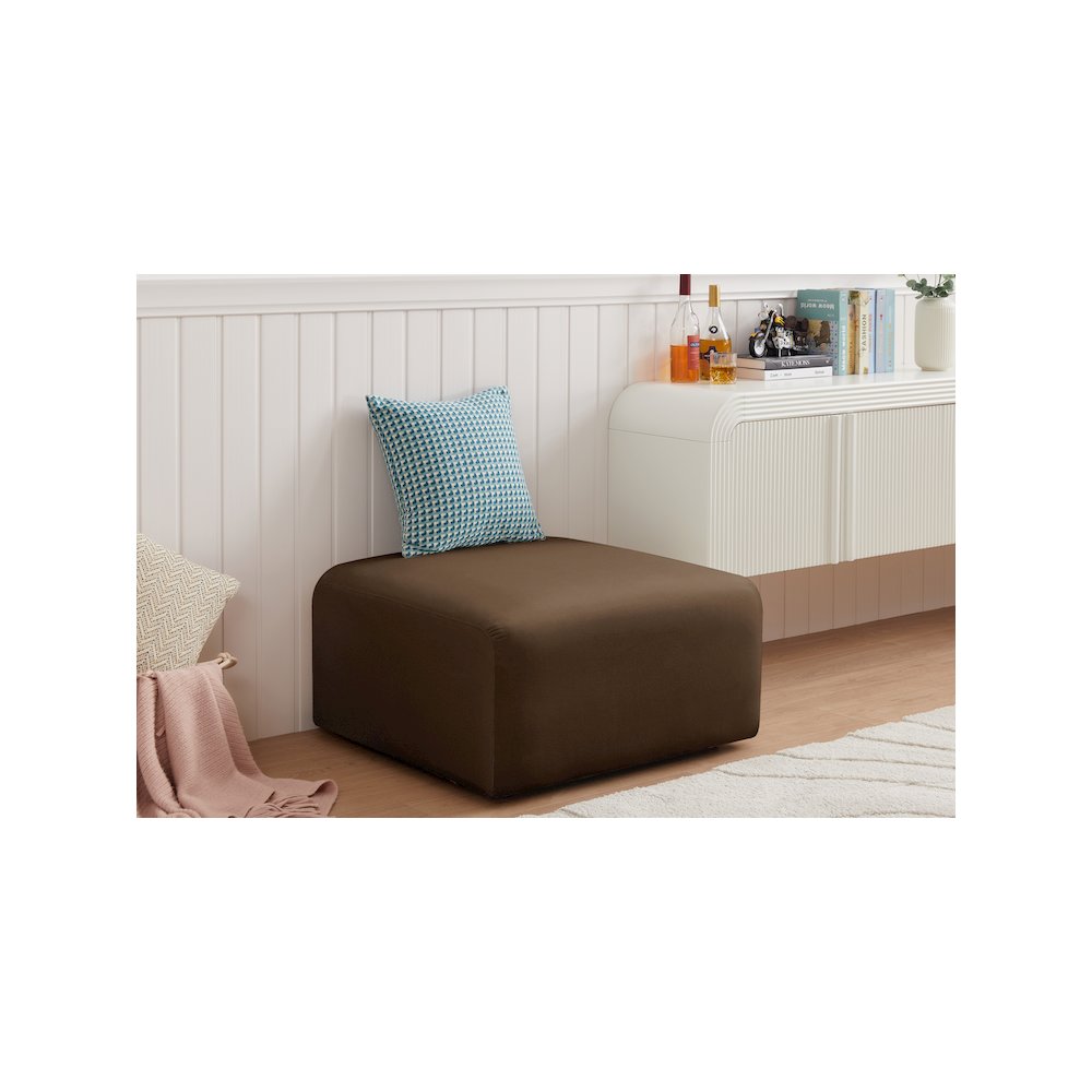 Arc Brown Velvet Ottoman