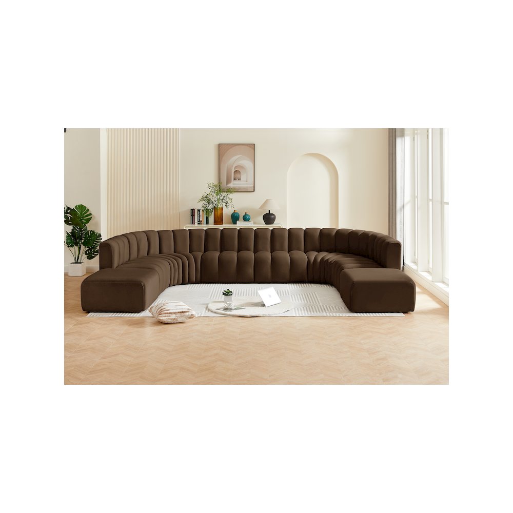 Arc Brown Velvet Modular Sofa