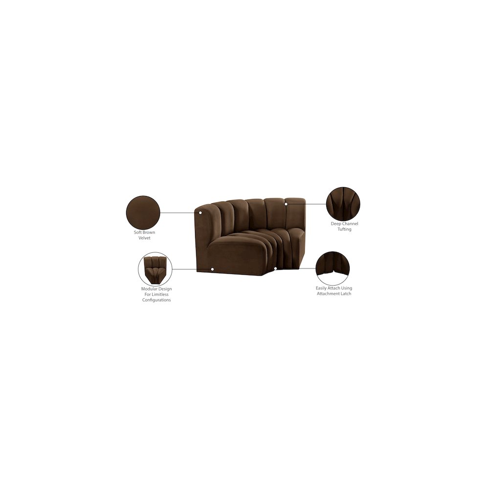Arc Brown Velvet Modular Sofa