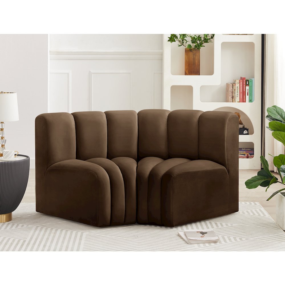 Arc Brown Velvet Modular Sofa