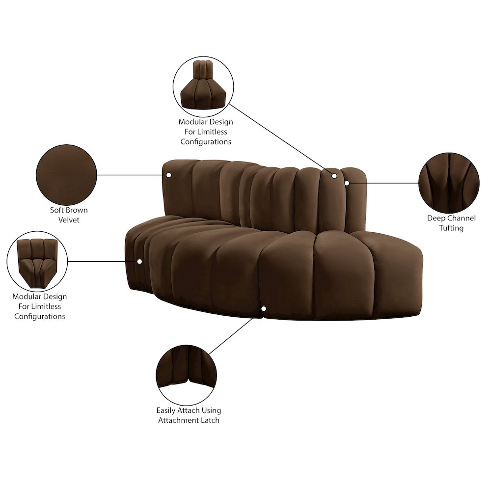 Arc Brown Velvet Modular Sofa