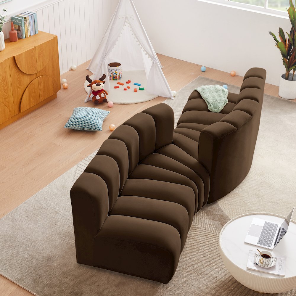 Arc Brown Velvet Modular Sofa