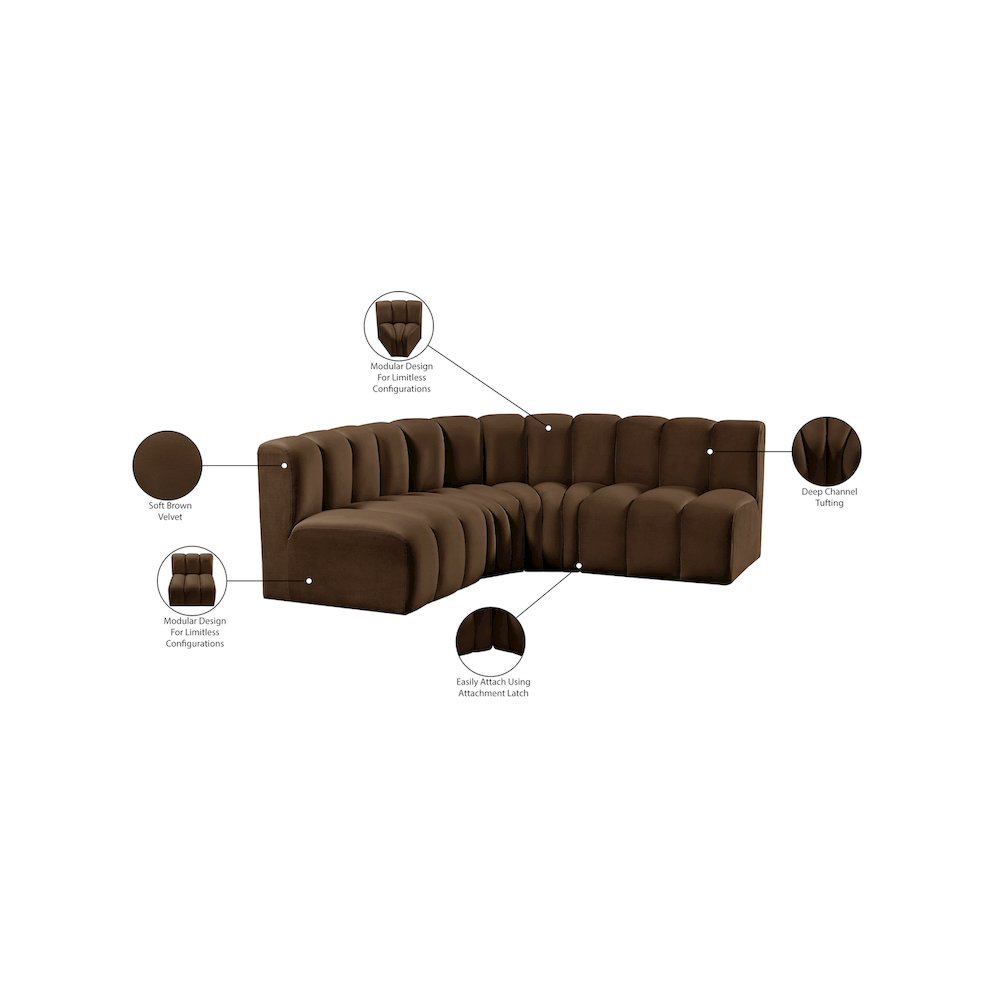 Arc Brown Velvet Modular Sofa