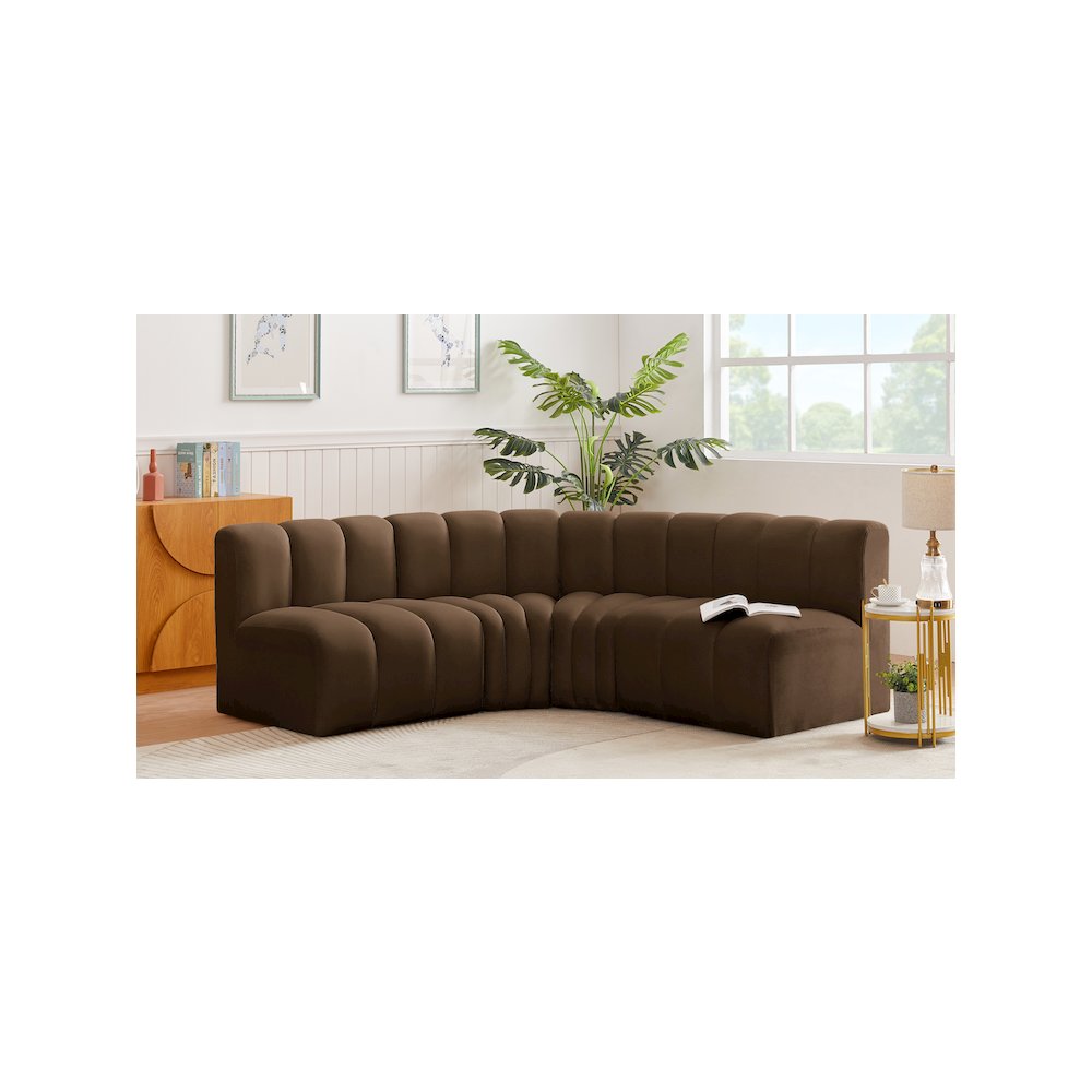 Arc Brown Velvet Modular Sofa