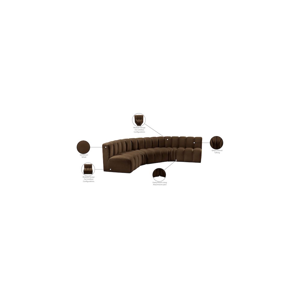 Arc Brown Velvet Modular Sofa