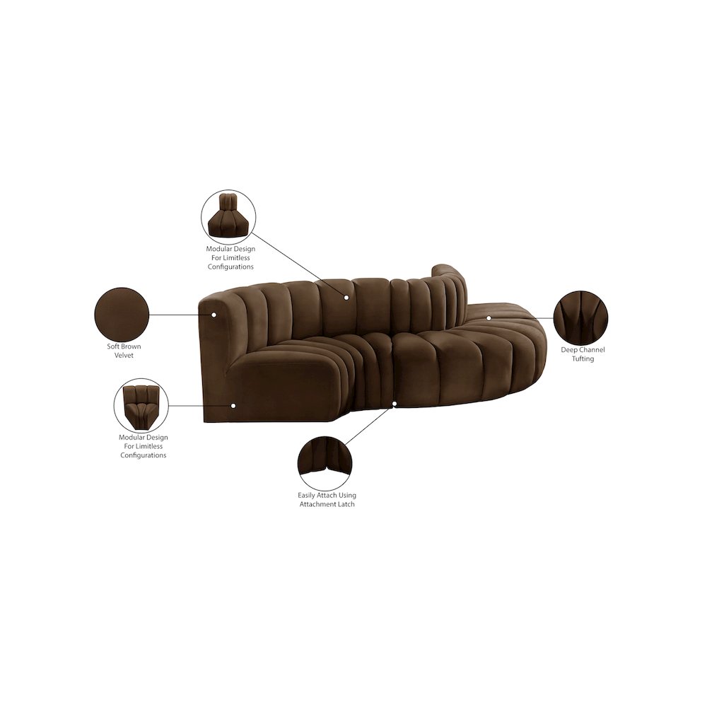 Arc Brown Velvet Modular Sofa