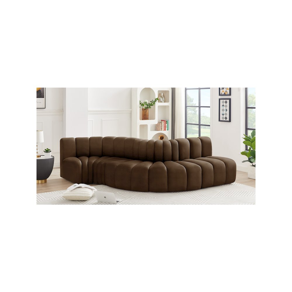 Arc Brown Velvet Modular Sofa