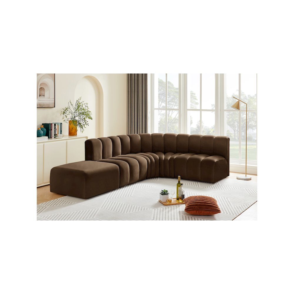 Arc Brown Velvet Modular Sofa