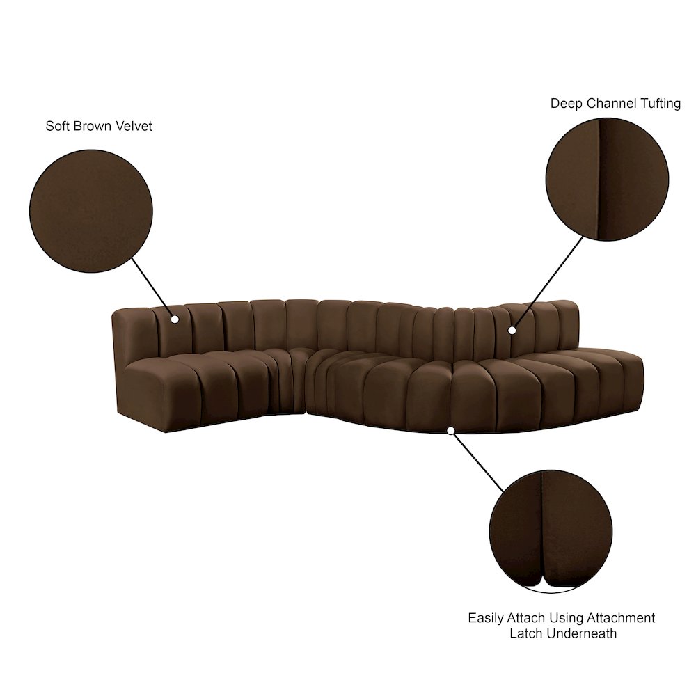 Arc Brown Velvet Modular Sofa
