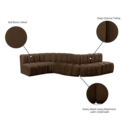 Arc Brown Velvet Modular Sofa