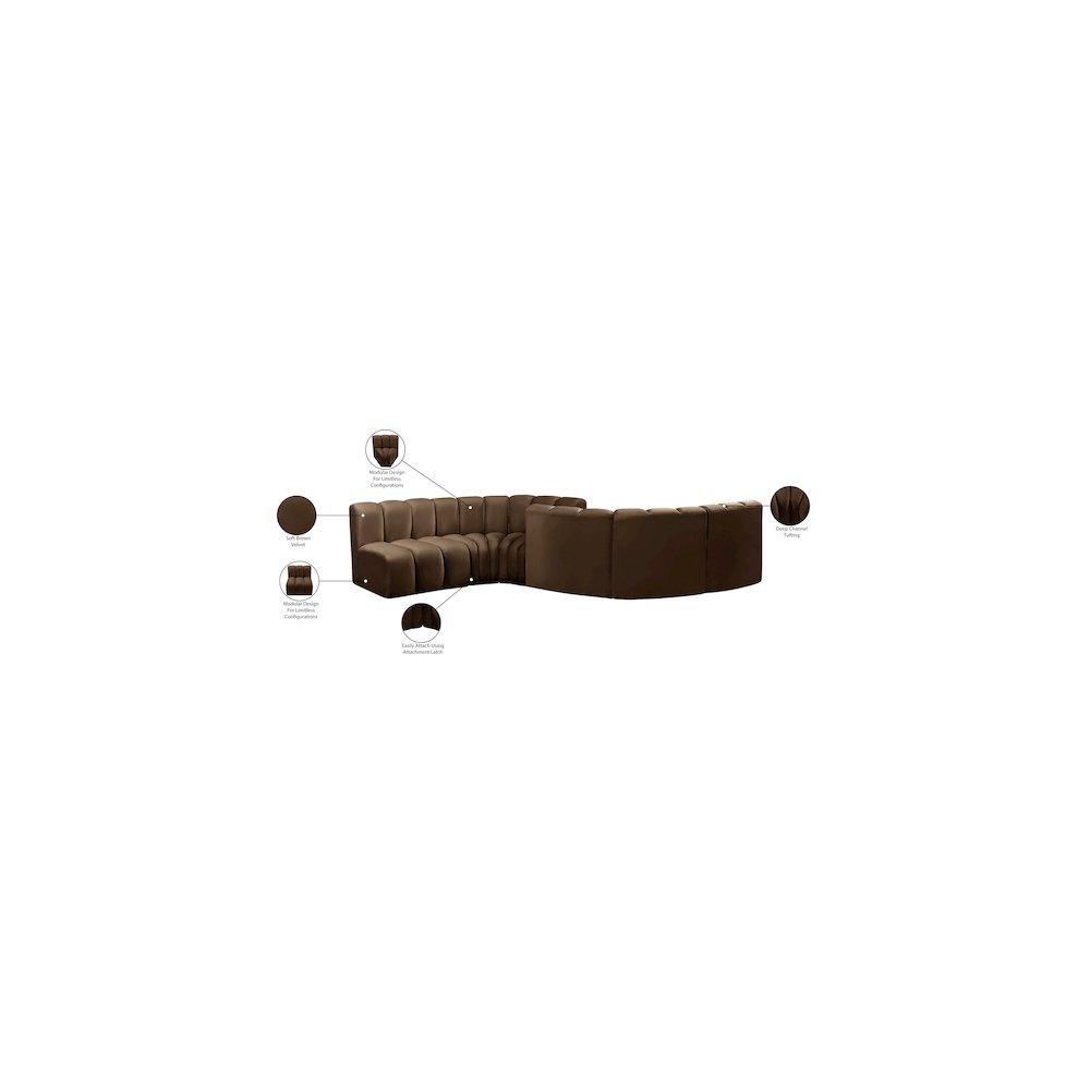 Arc Brown Velvet Modular Sofa