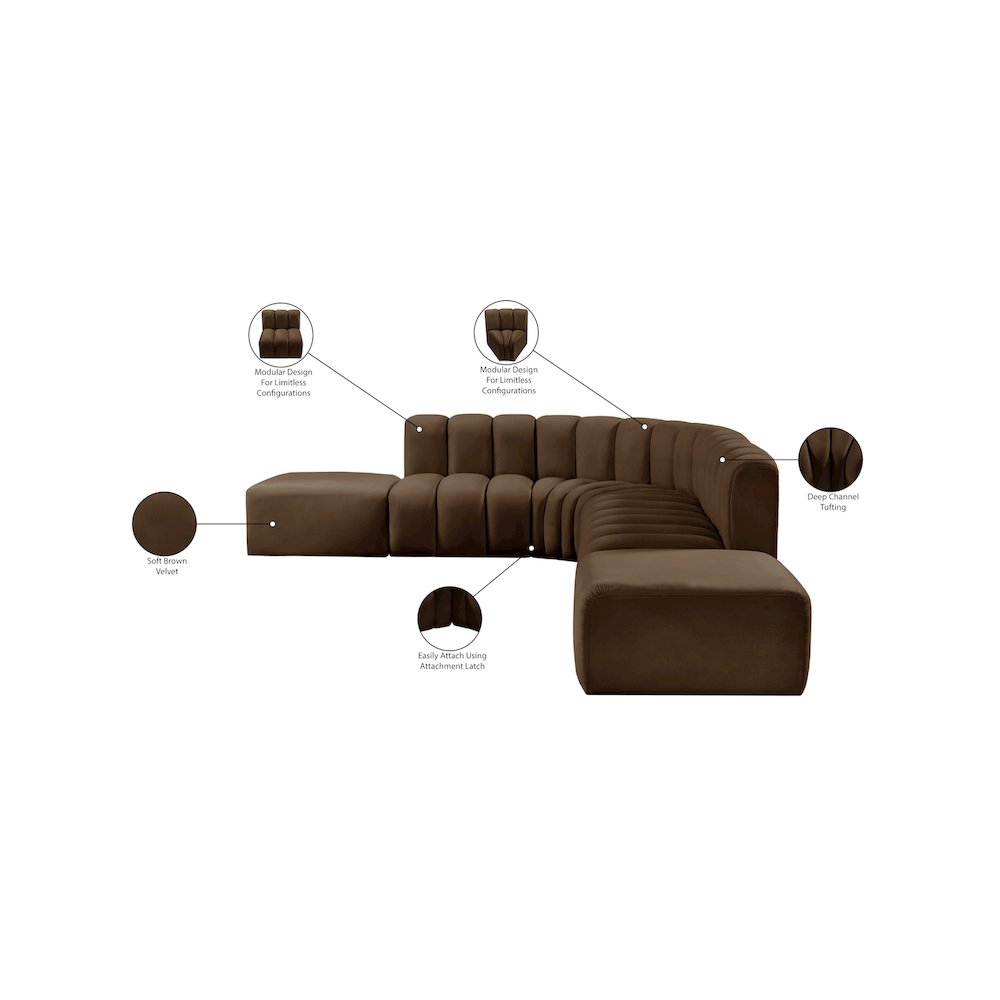 Arc Brown Velvet Modular Sofa