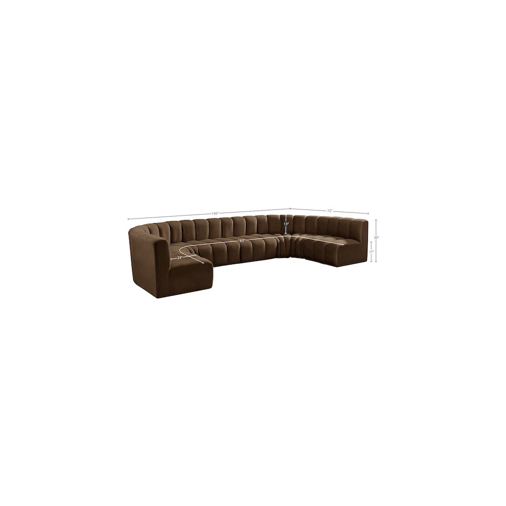 Arc Brown Velvet Modular Sofa