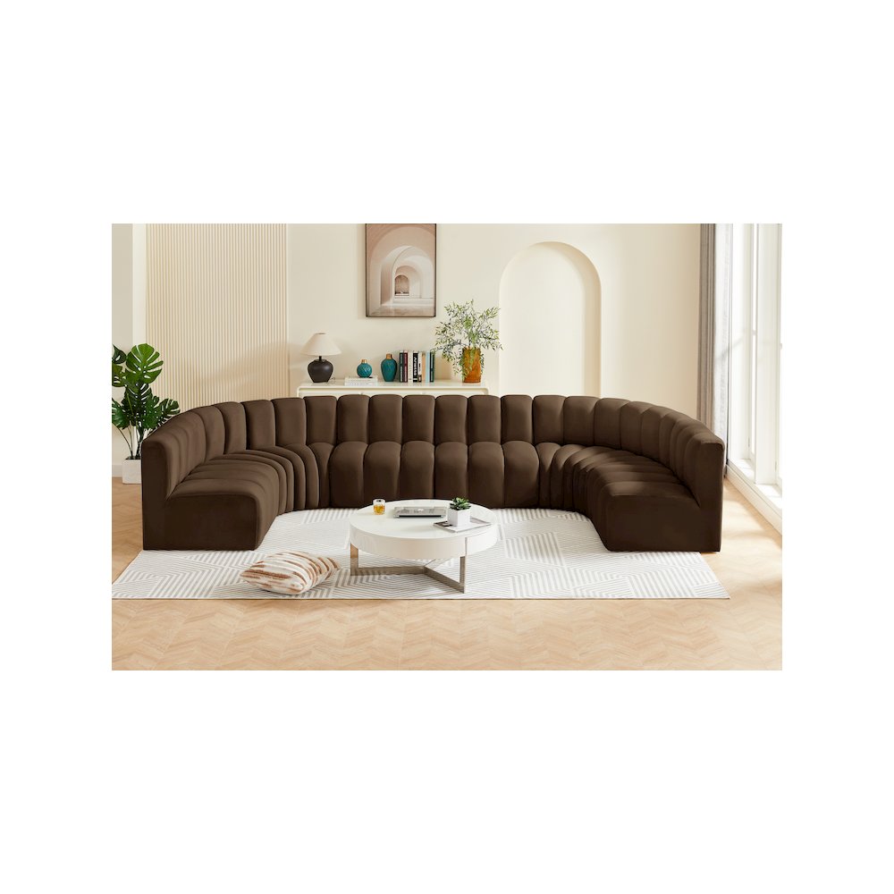 Arc Brown Velvet Modular Sofa