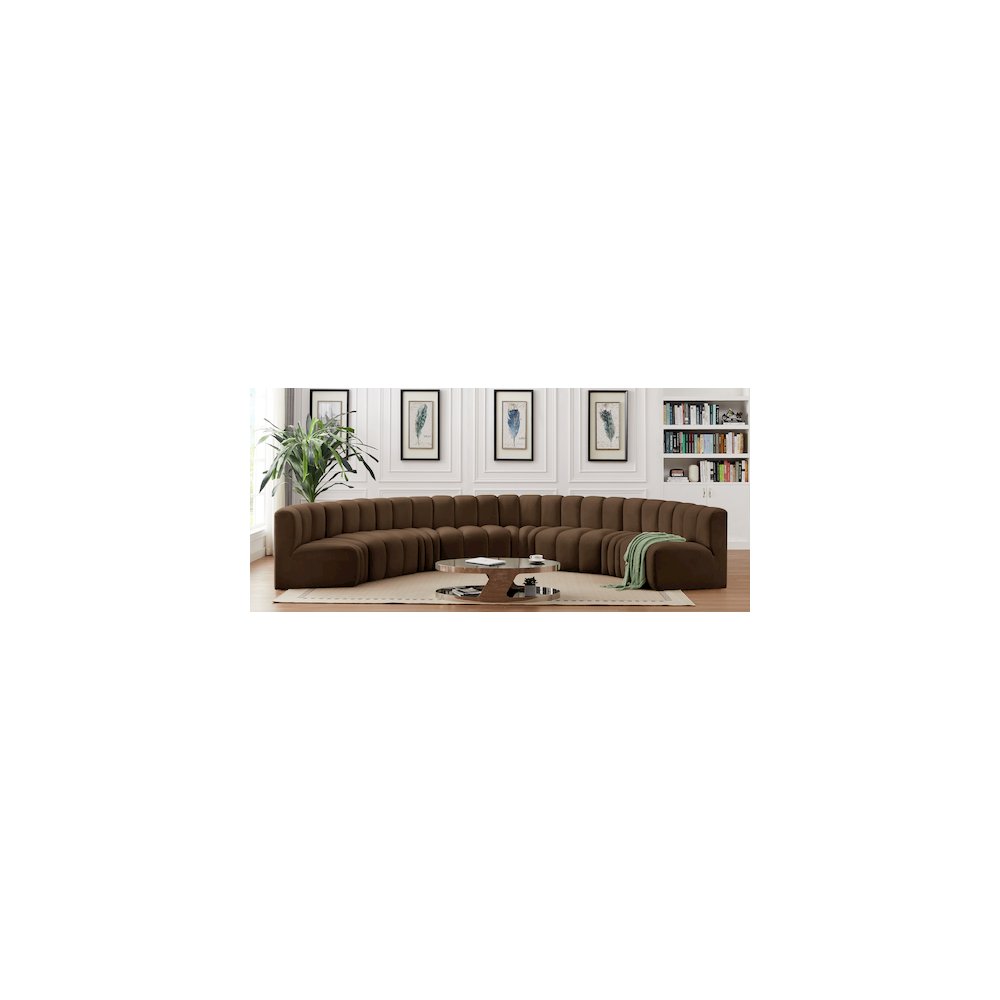 Arc Brown Velvet Modular Sofa
