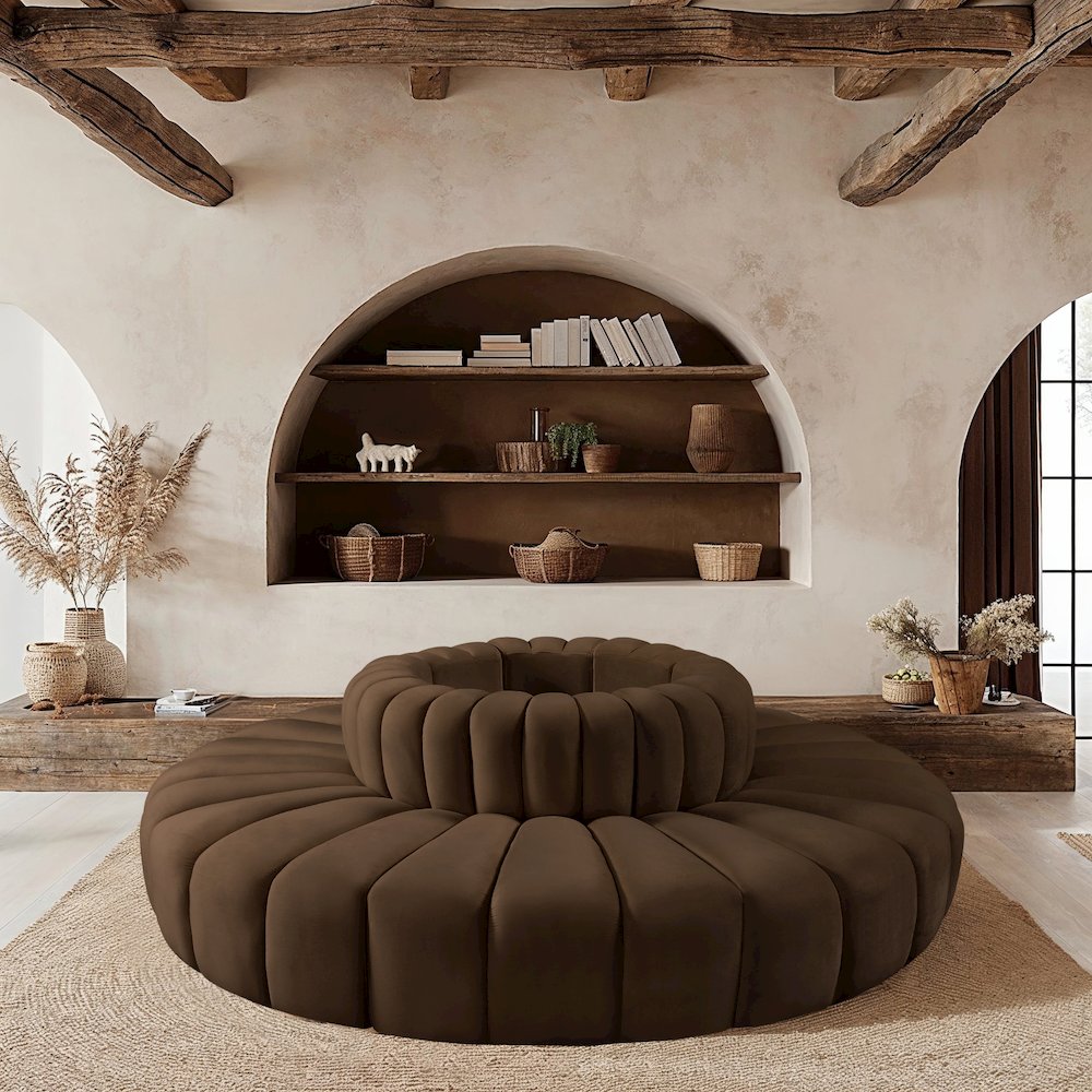 Arc Brown Velvet Modular Sofa