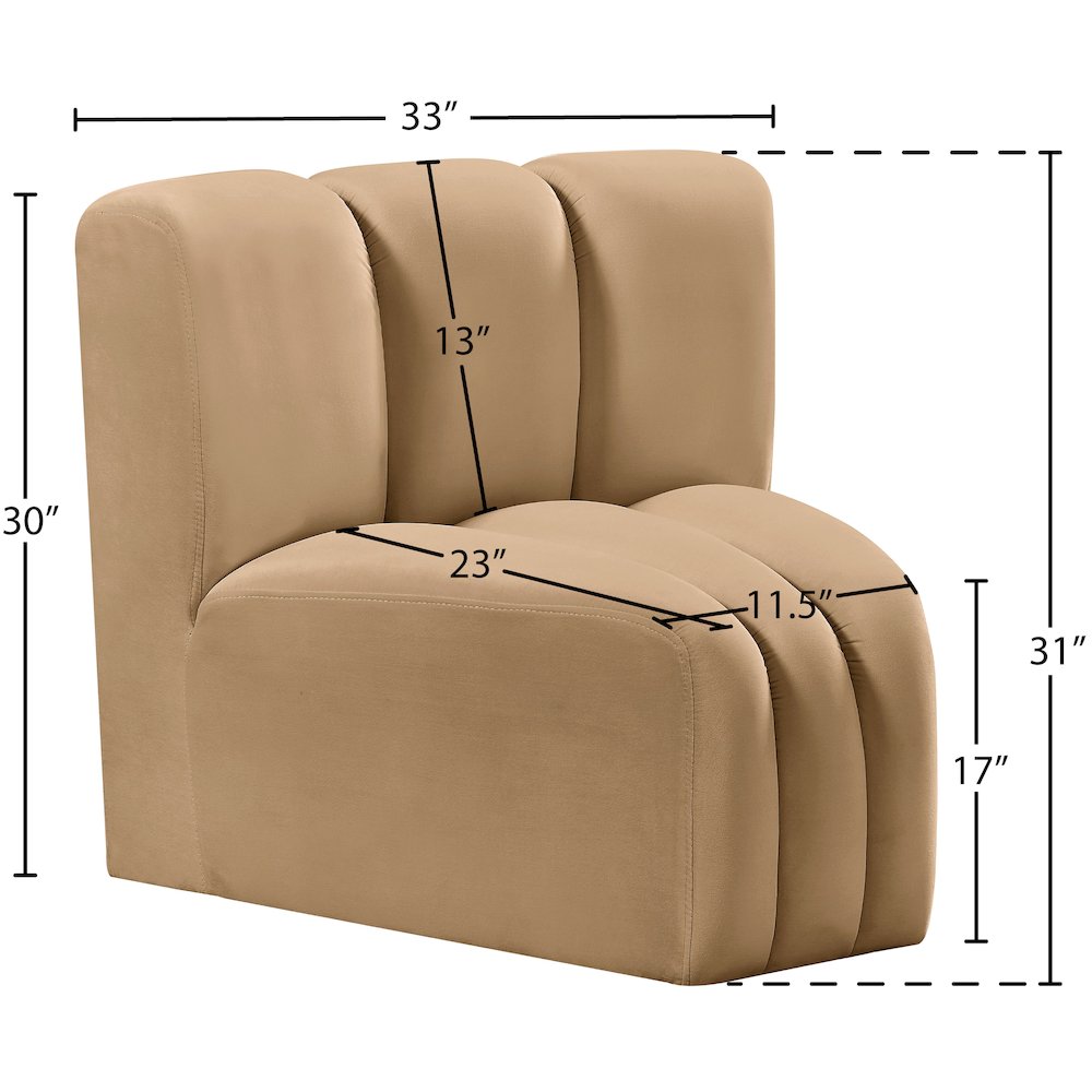 Arc Camel Velvet Curved Corner