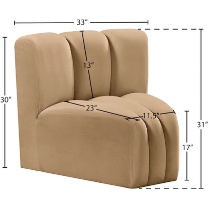 Arc Camel Velvet Curved Corner
