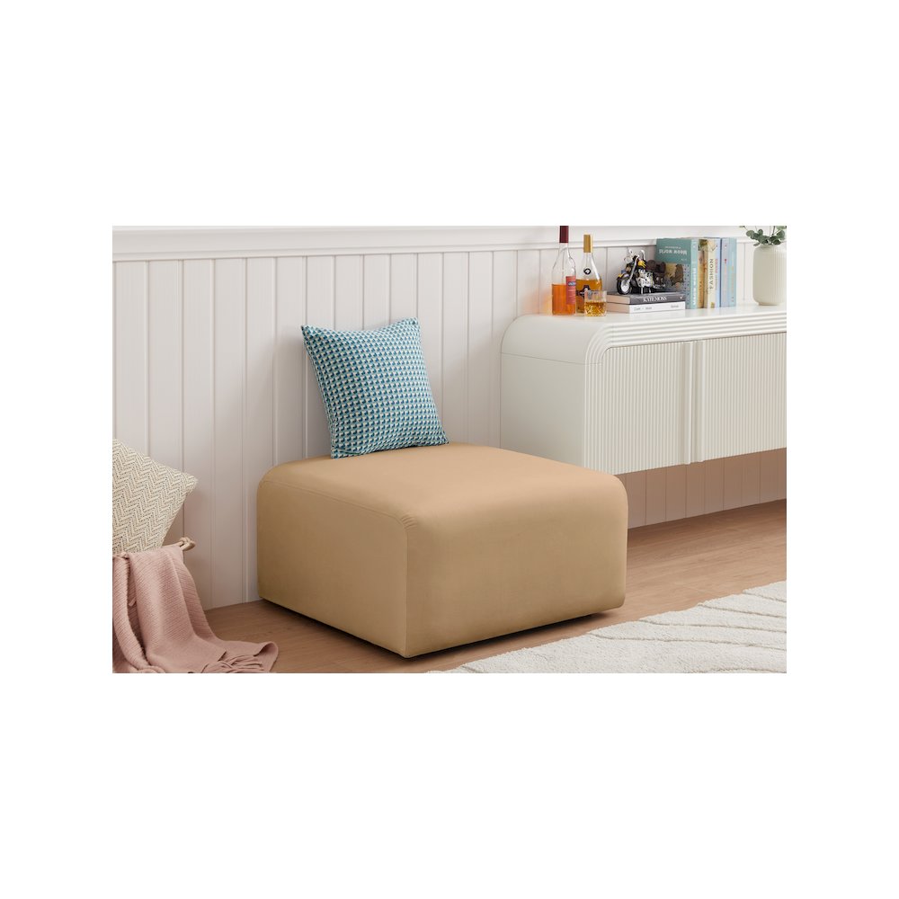 Arc Camel Velvet Ottoman