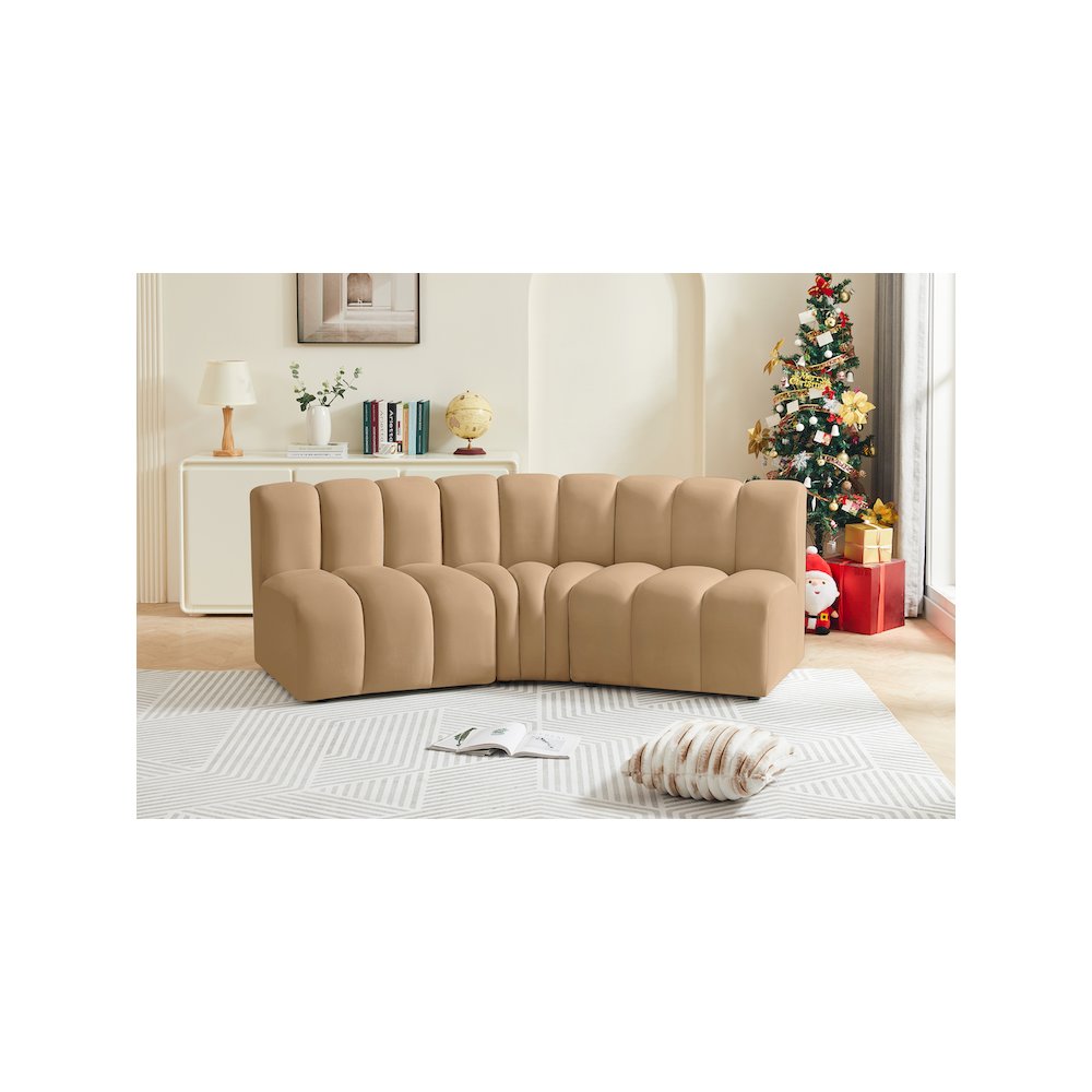 Arc Camel Velvet Modular Sofa