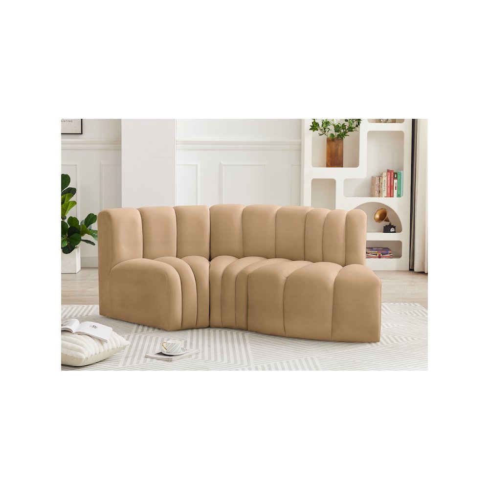 Arc Camel Velvet Modular Sofa