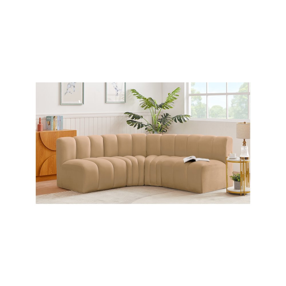 Arc Camel Velvet Modular Sofa