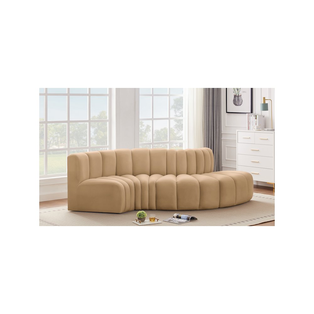 Arc Camel Velvet Modular Sofa
