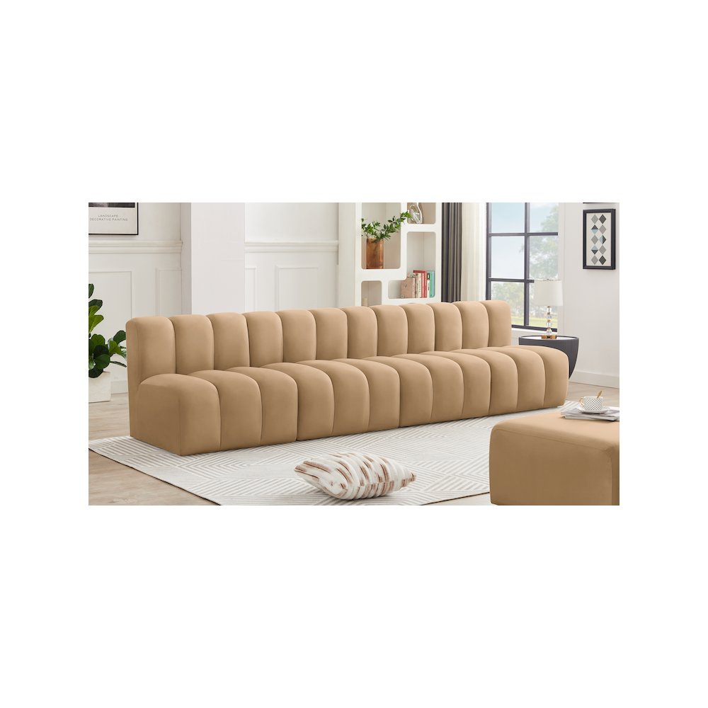Arc Camel Velvet Modular Sofa