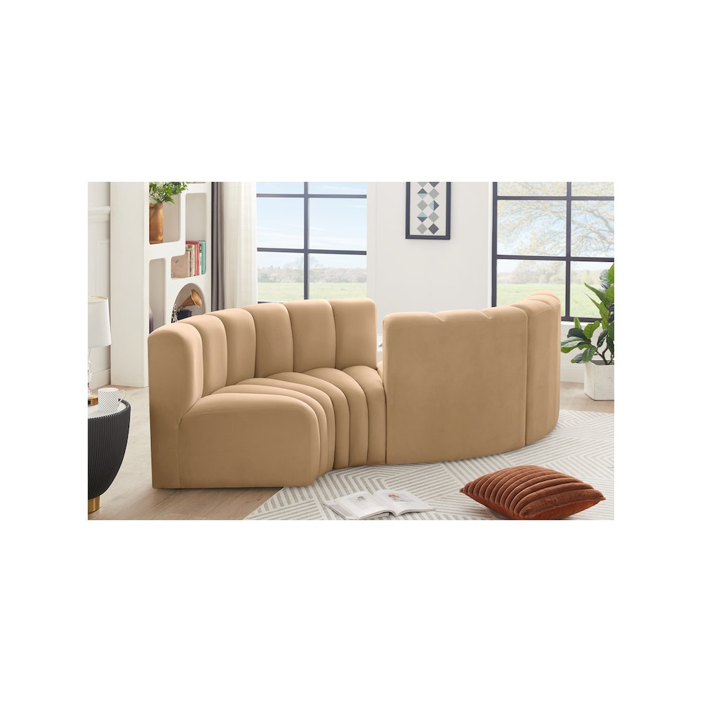 Arc Camel Velvet Modular Sofa
