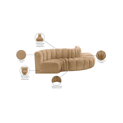 Arc Camel Velvet Modular Sofa