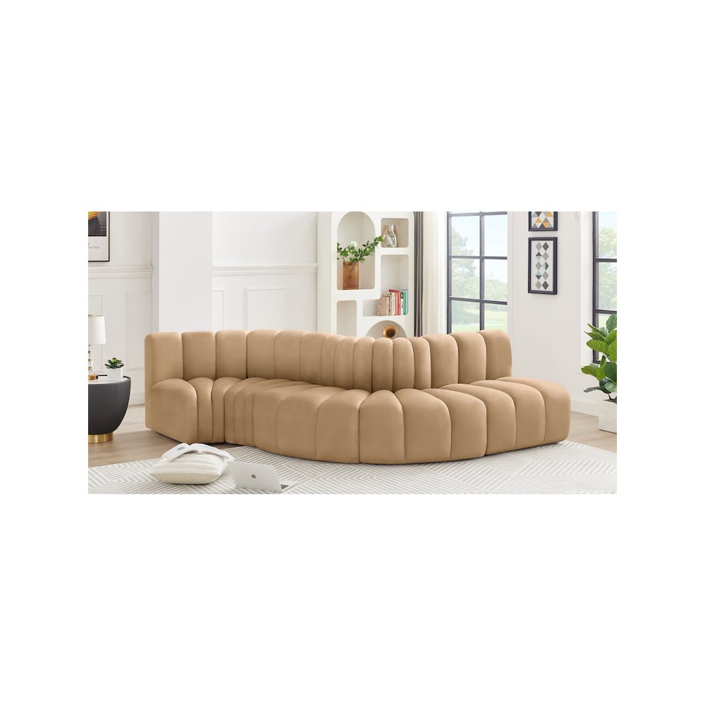 Arc Camel Velvet Modular Sofa