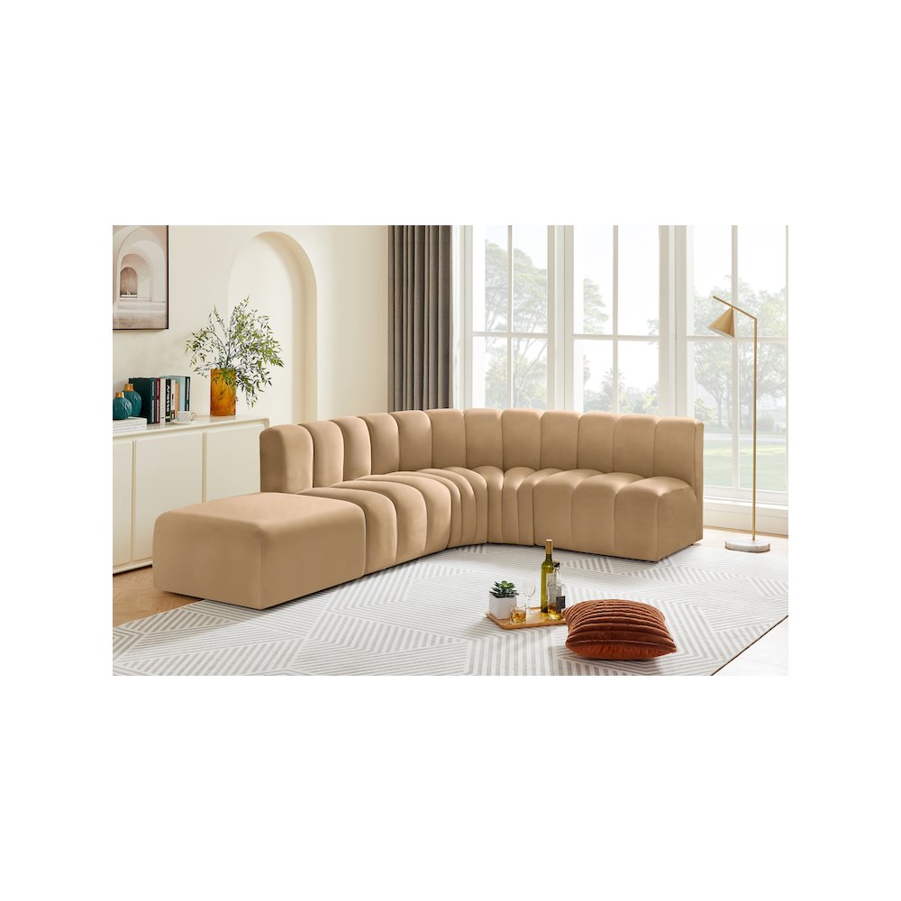 Arc Camel Velvet Modular Sofa