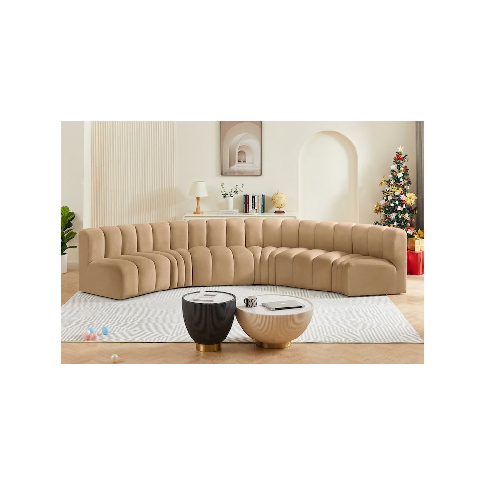 Arc Camel Velvet Modular Sofa