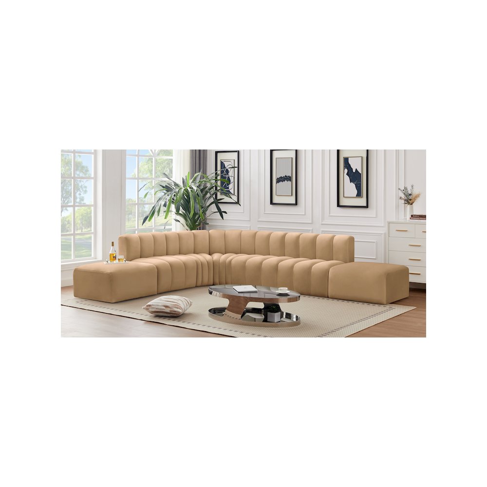 Arc Camel Velvet Modular Sofa