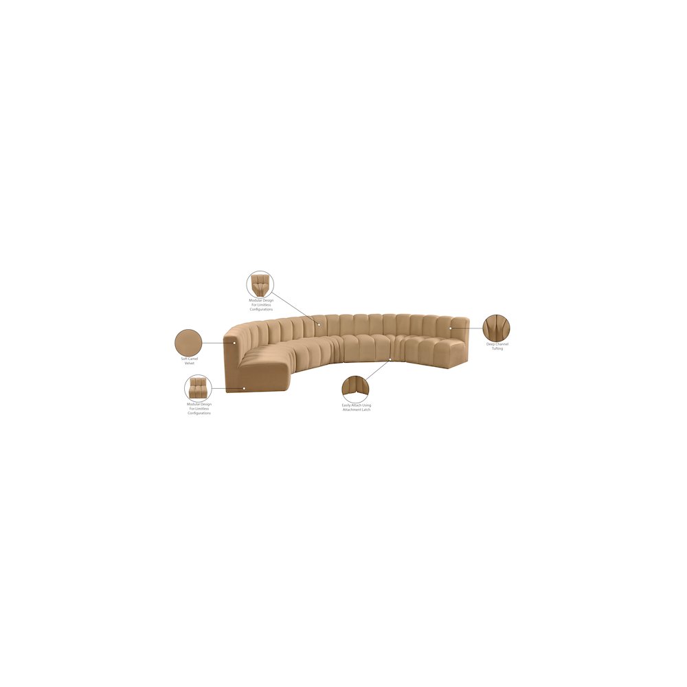 Arc Camel Velvet Modular Sofa