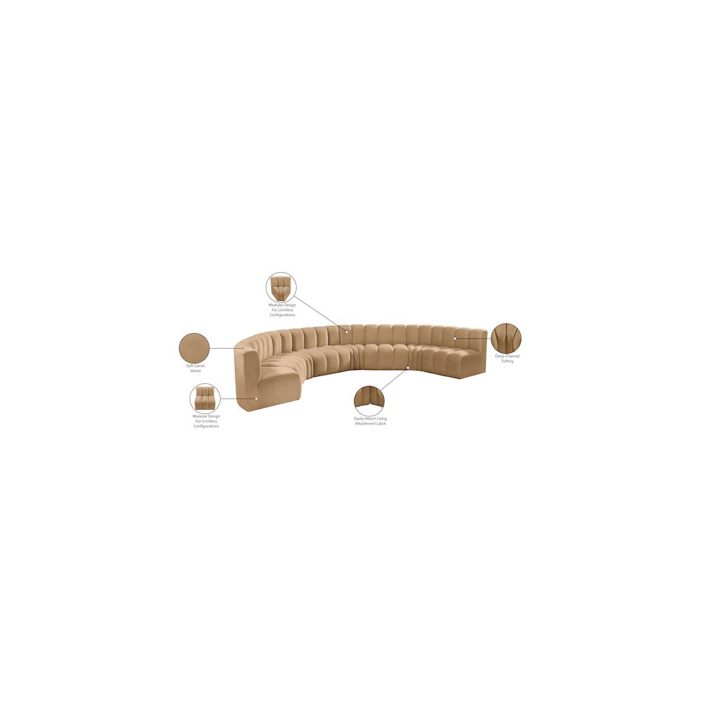 Arc Camel Velvet Modular Sofa