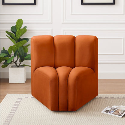 Arc Cognac Velvet Curved Corner