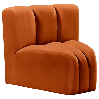 Arc Cognac Velvet Curved Corner
