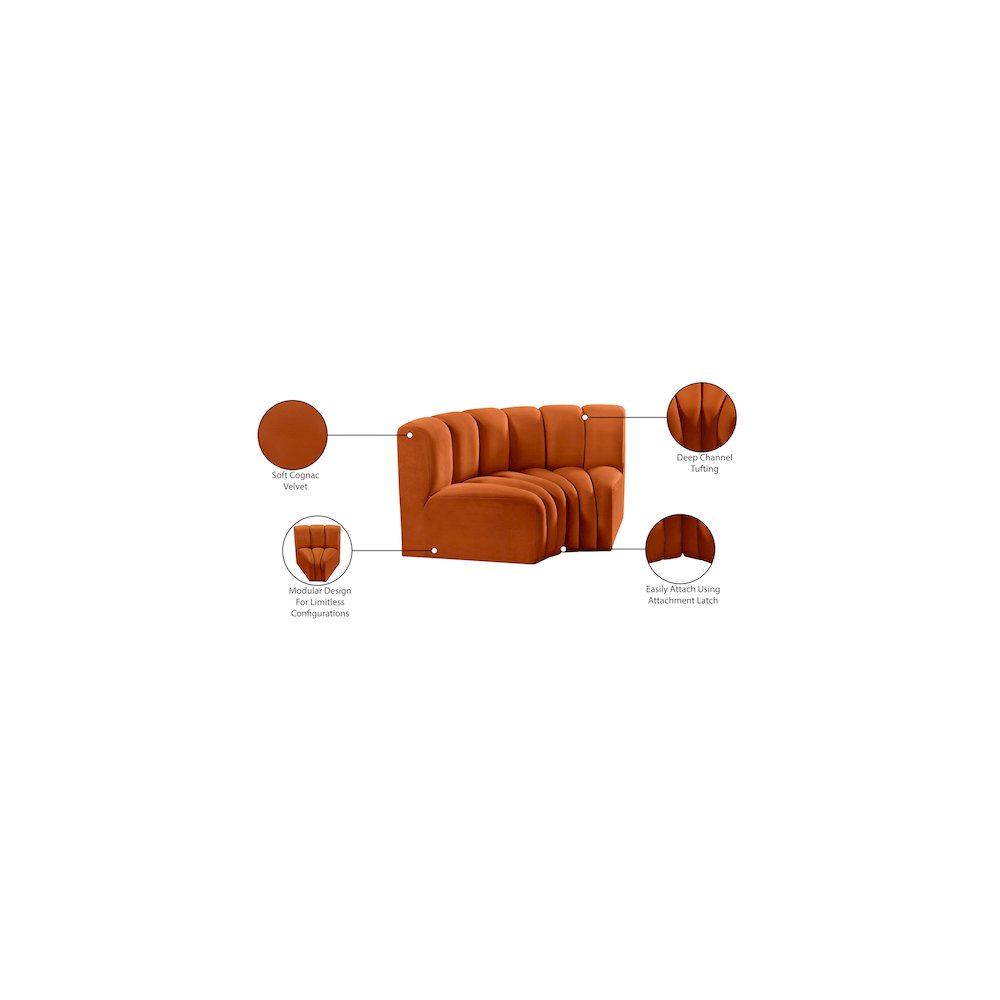 Arc Cognac Velvet Modular Sofa