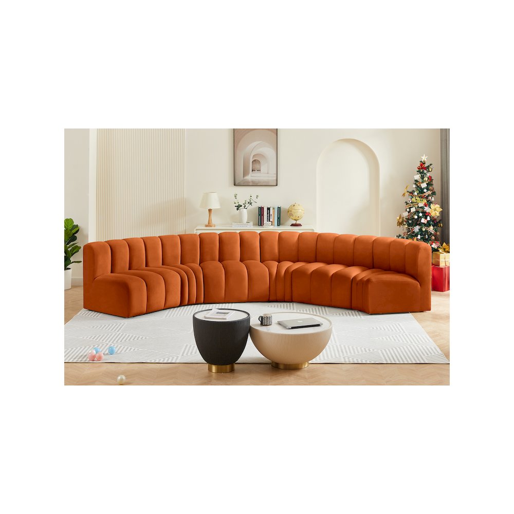 Arc Cognac Velvet Modular Sofa