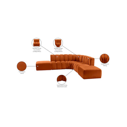Arc Cognac Velvet Modular Sofa