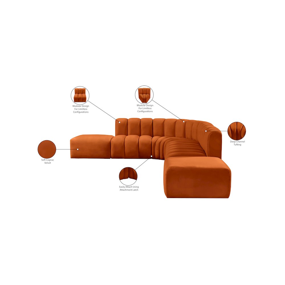 Arc Cognac Velvet Modular Sofa
