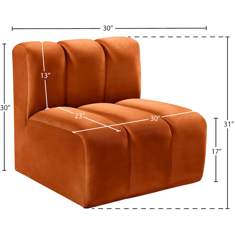 Arc Cognac Velvet Straight Chair