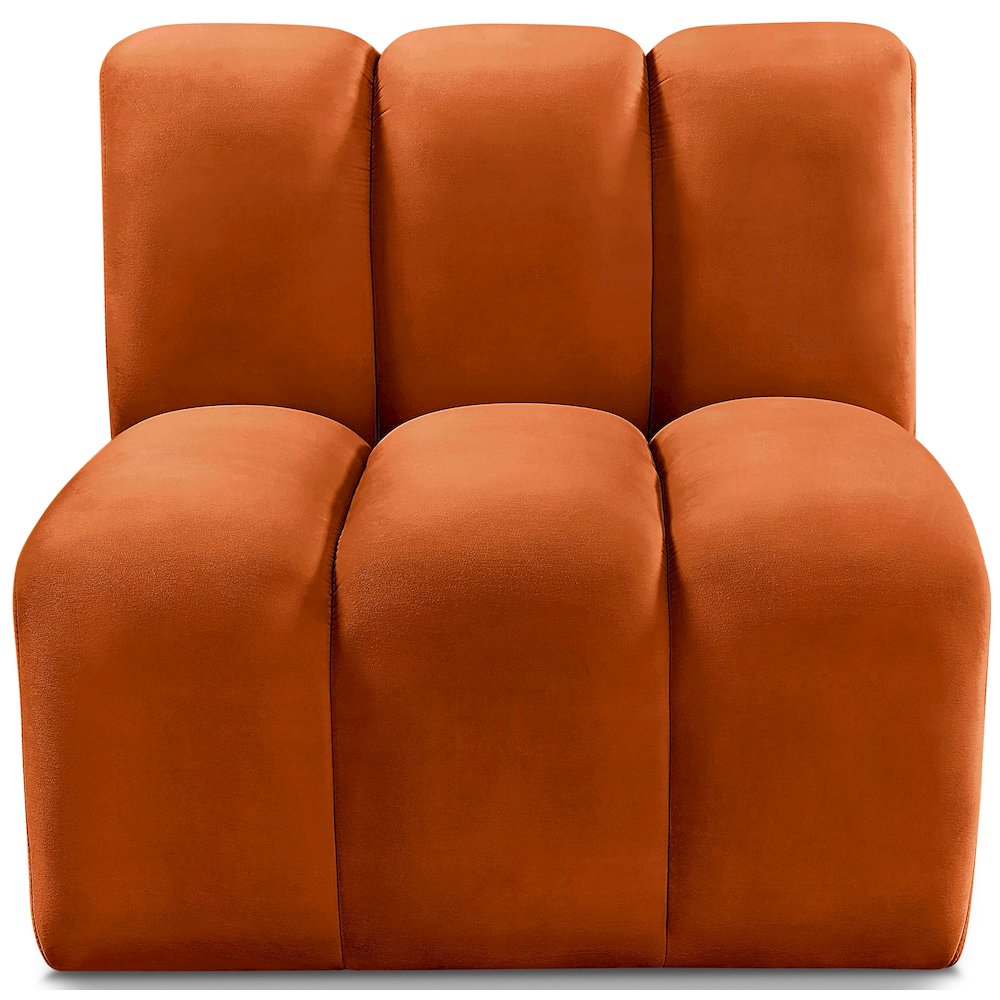 Arc Cognac Velvet Straight Chair