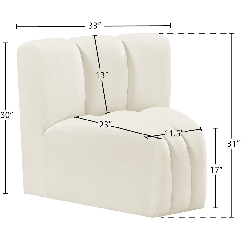 Arc Cream Velvet Curved Corner